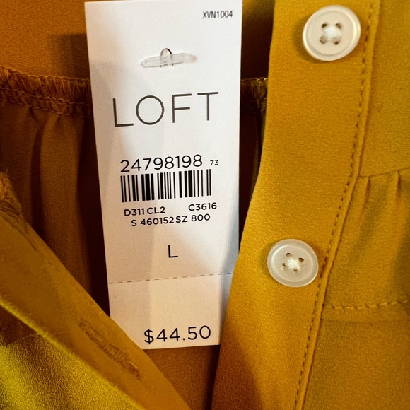 LOFT Golden Ruffle Button-Down Blouse - Picture 3 of 3